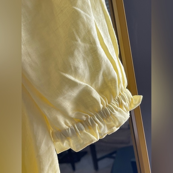 NWOT Sleeper Women's Yellow Linen Button Front Self-Tie Brigitte Dress Size S - Picture 8 of 11